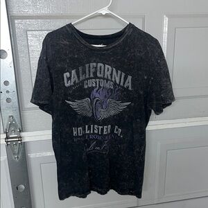 Hollister Black T-Shirt with Purple Graphic